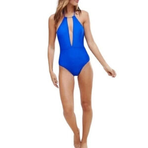 NWT Ted Baker Pikaa  Halter One Piece Bathing Swim Suit Blue